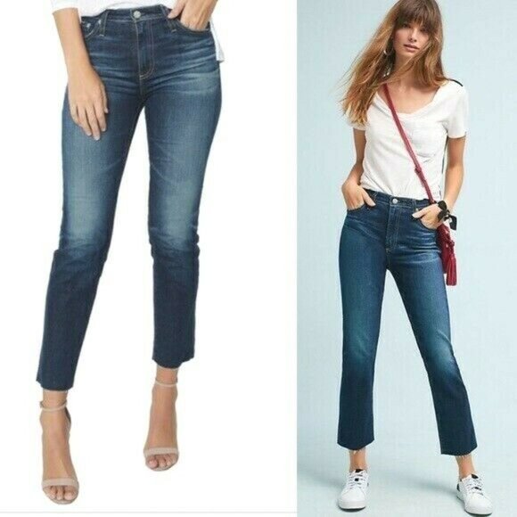 Ag Adriano Goldschmied Denim - AG Adriano Goldschmied the Isabelle High Rise Straight Crop Denim Jeans Women 31